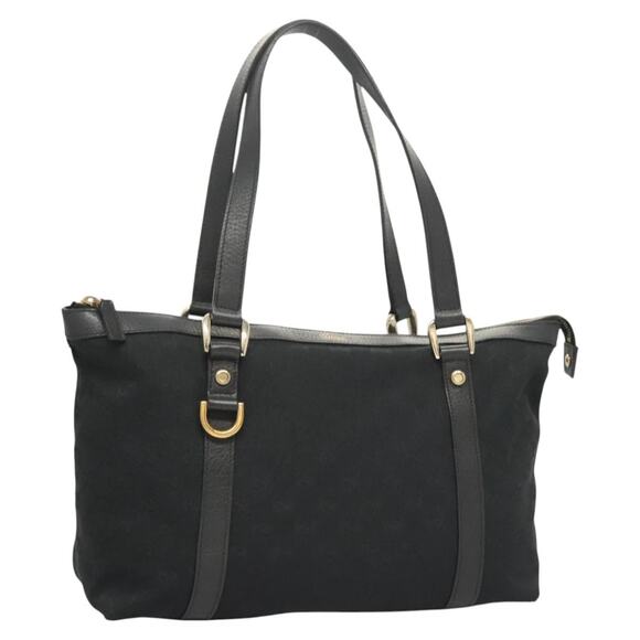 GUCCI GG Canvas Abbey Tote Bag Black Gold - Picture 1 of 16